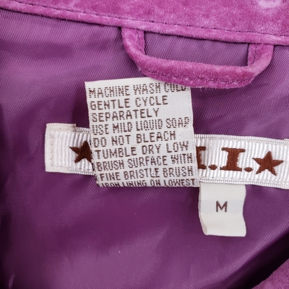 VINTAGE A.M.I. US women Medium purple jacket leather fully lined snap front cuff - Picture 5 of 8